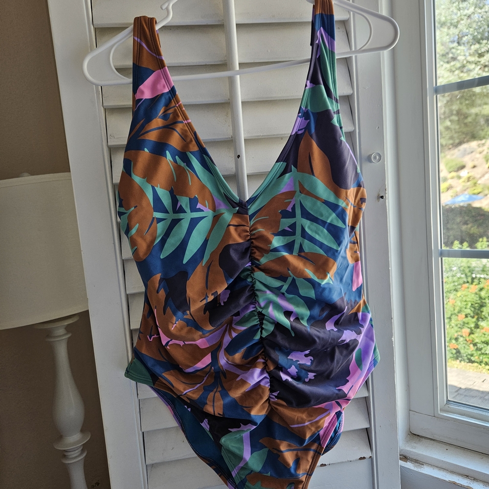 Shade & Shore Colorful Leaf Print Kids One Piece